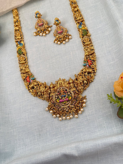 Royal Antique Lakshmi Long Necklace Set 0735 - Mahilas