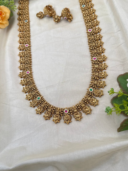 Royal Antique Lakshmi Long Necklace Set 0768 - Mahilas