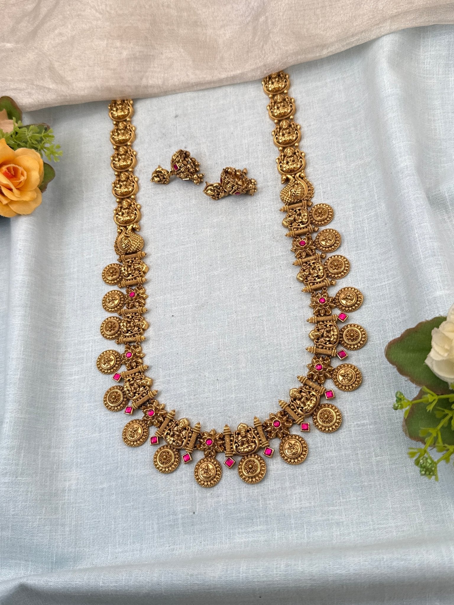Royal Antique Lakshmi Long Necklace Set 0771 - Mahilas