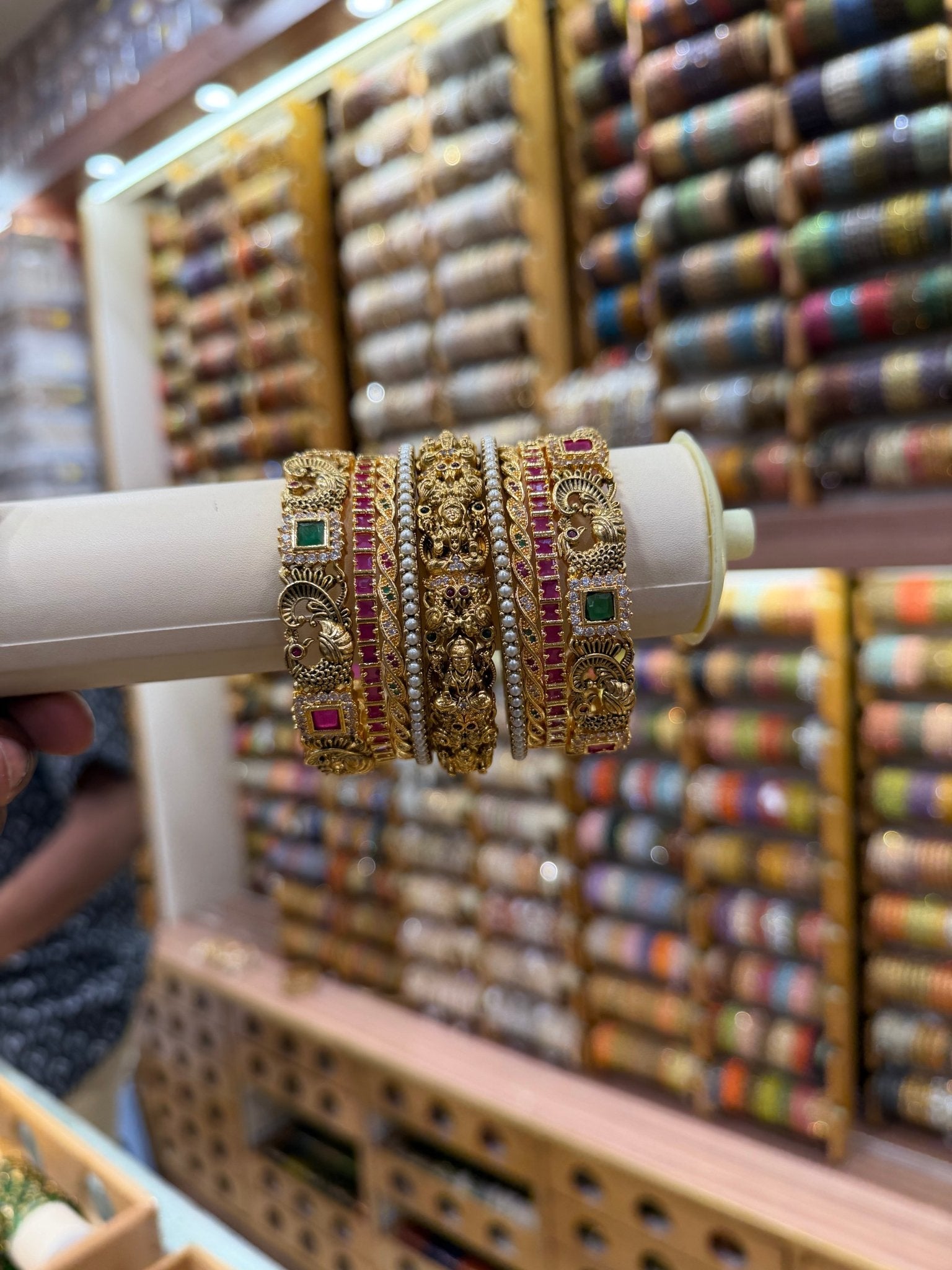 Royal Antique Lakshmi Peacock Pearl Grand Bangle Set 5319 - Mahilas