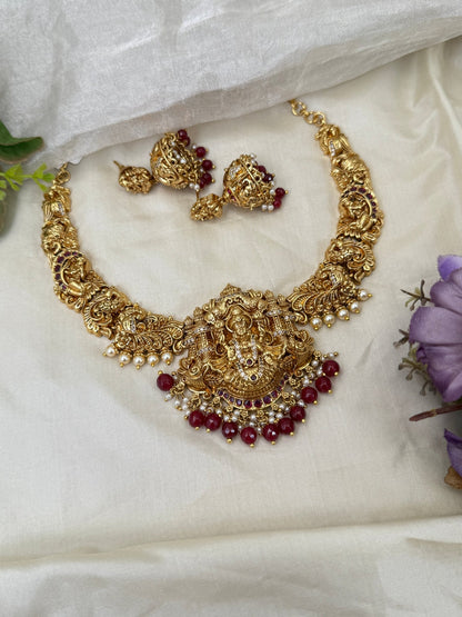 Royal Antique Lakshmi Short Necklace Set 0399 - Mahilas