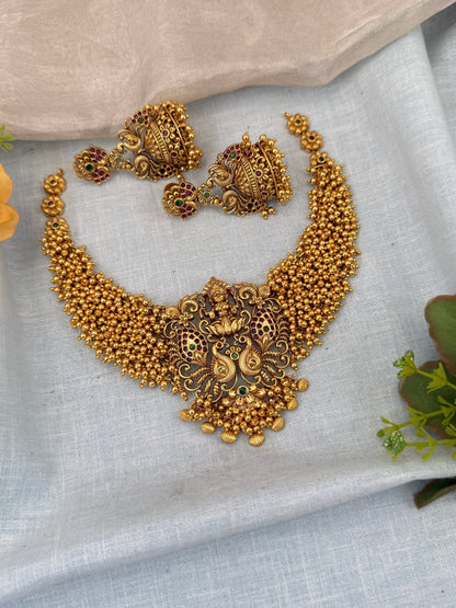 Royal Antique Lakshmi Short Necklace Set 0580 - Mahilas