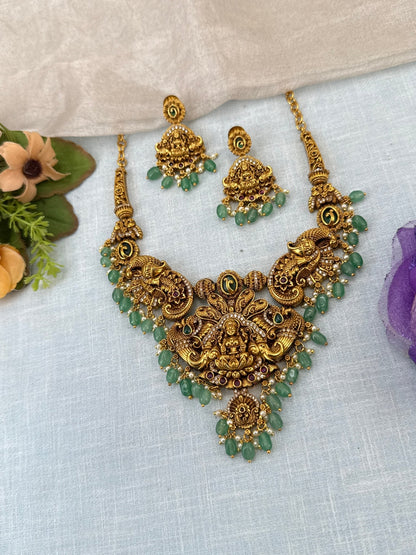 Royal Antique Lakshmi Short Necklace Set 0927 - Mahilas