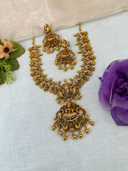 Royal Antique Lakshmi Short Necklace Set 0930 - Mahilas
