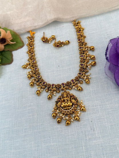 Royal Antique Lakshmi Short Necklace Set 0941 - Mahilas