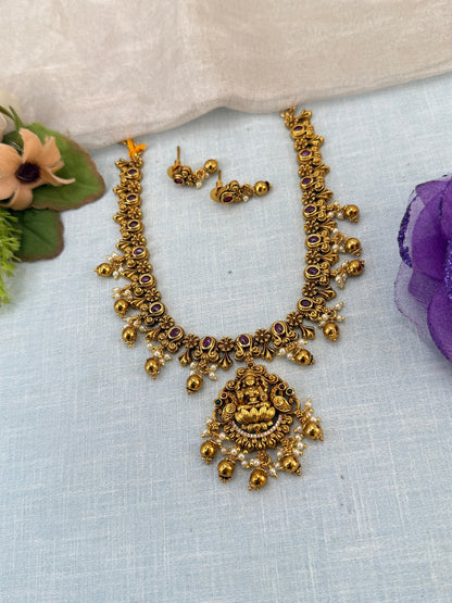 Royal Antique Lakshmi Short Necklace Set 0941 - Mahilas