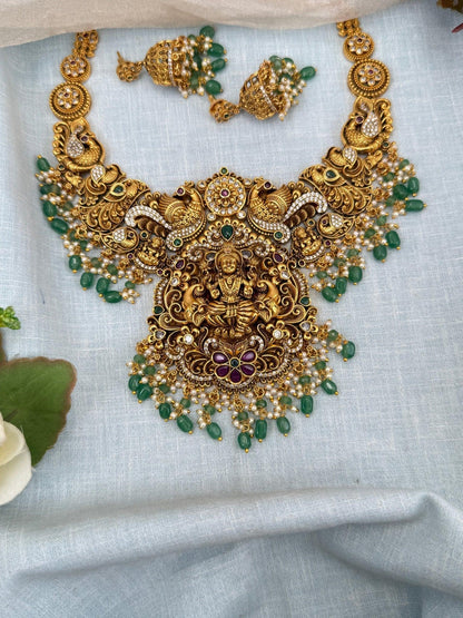 Royal Antique Lakshmi Short Statement Necklace Set 0183 - Mahilas