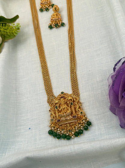 Royal Antique Layer Chain Pendant Long Necklace Set 0670 - Mahilas
