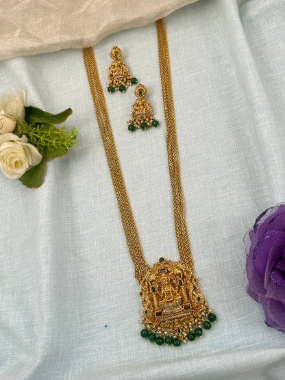 Royal Antique Layer Chain Pendant Long Necklace Set 0670 - Mahilas