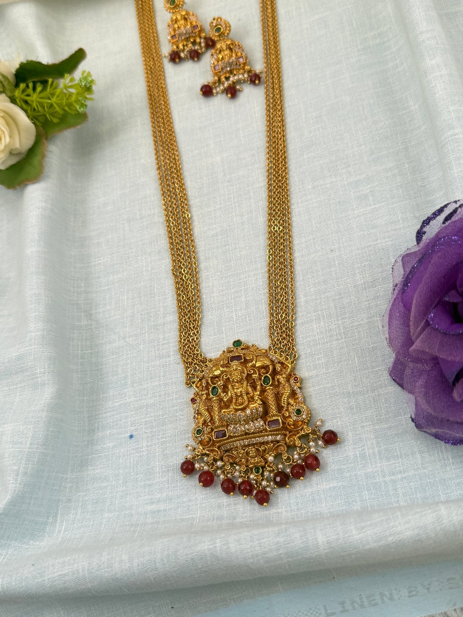 Royal Antique Layer Chain Pendant Long Necklace Set 0671 - Mahilas