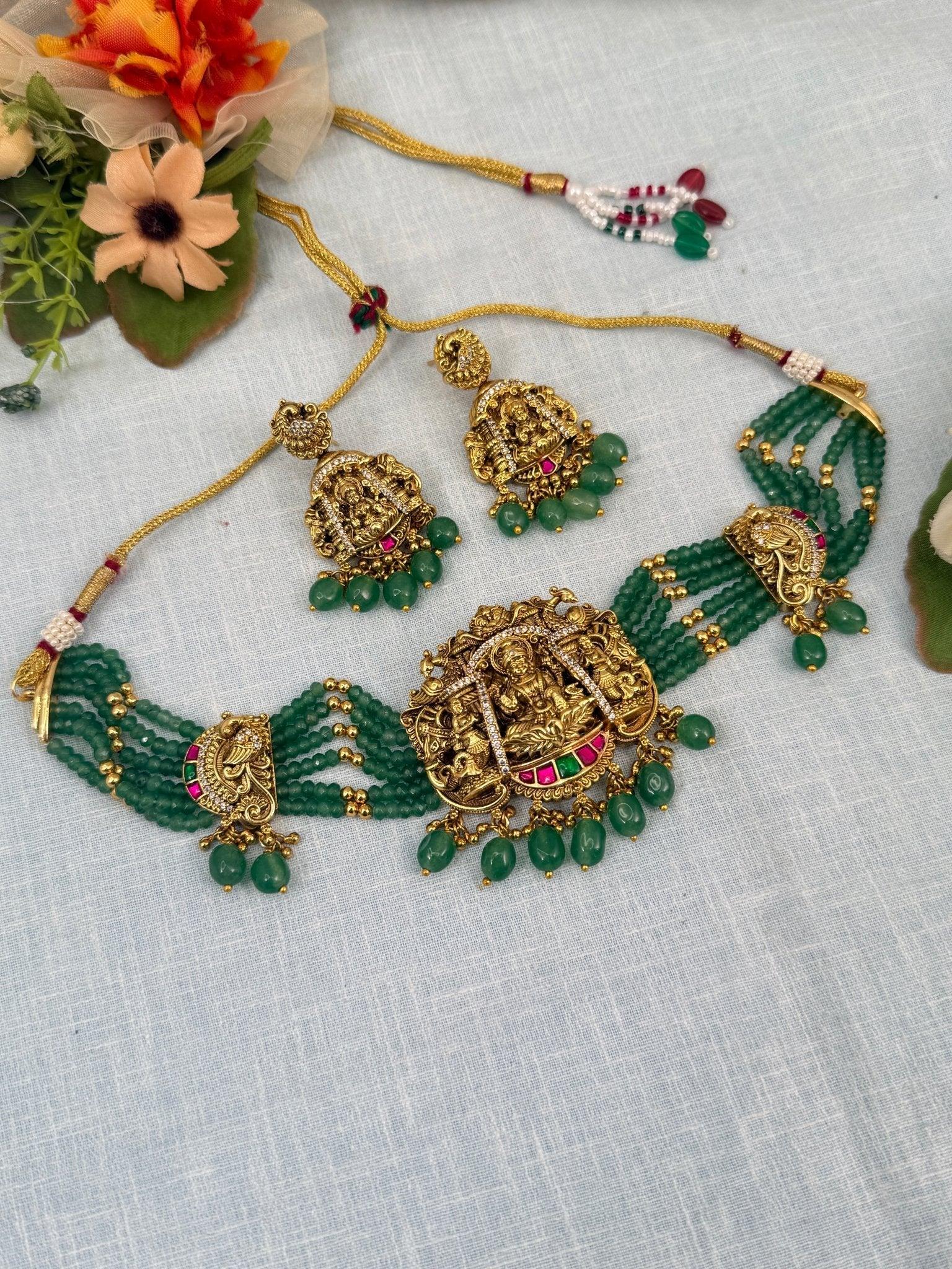 Royal Antique Layer Choker Necklace Set 817 - Mahilas