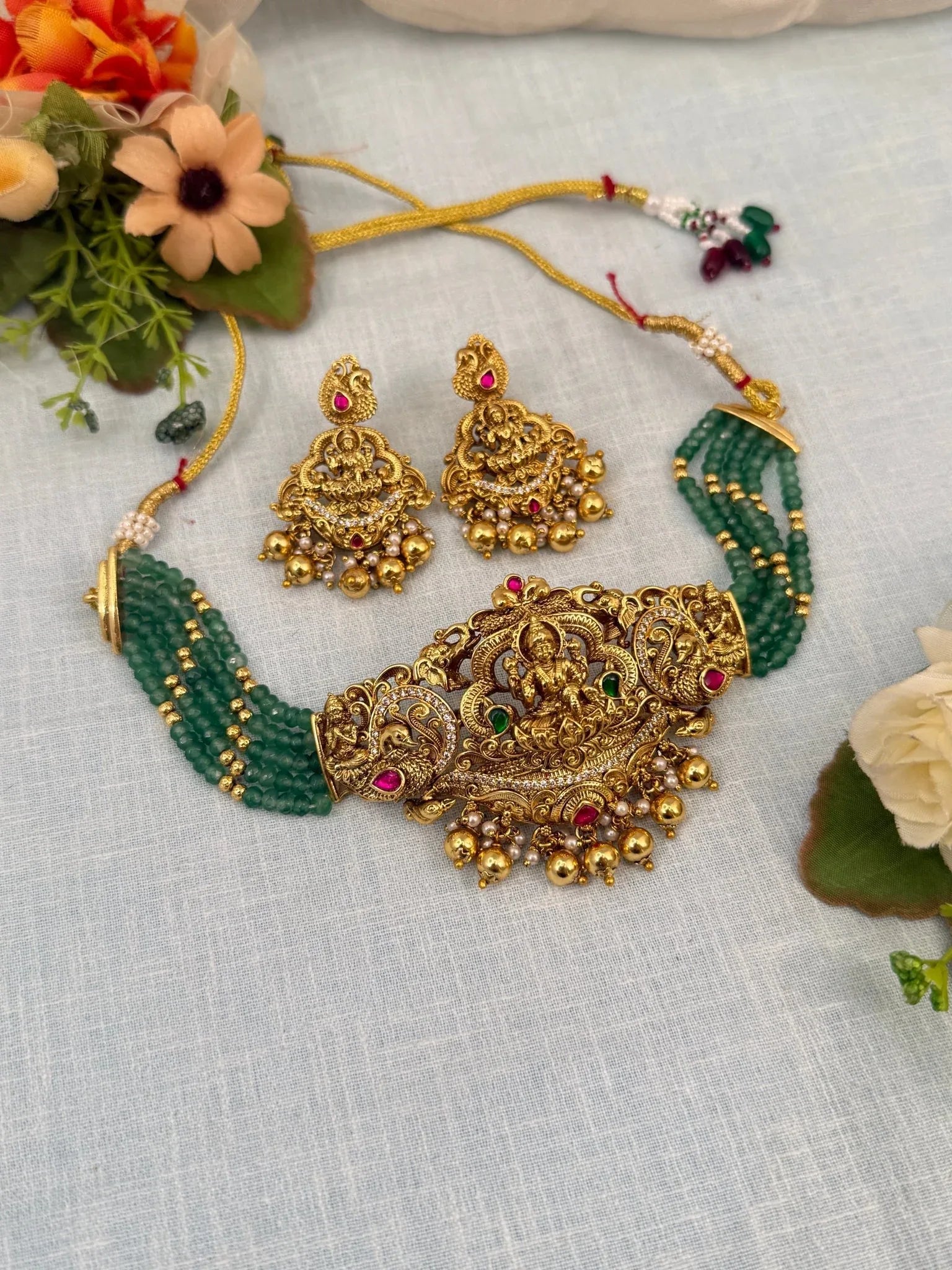 Royal Antique Layer Choker Necklace Set 818 - Mahilas