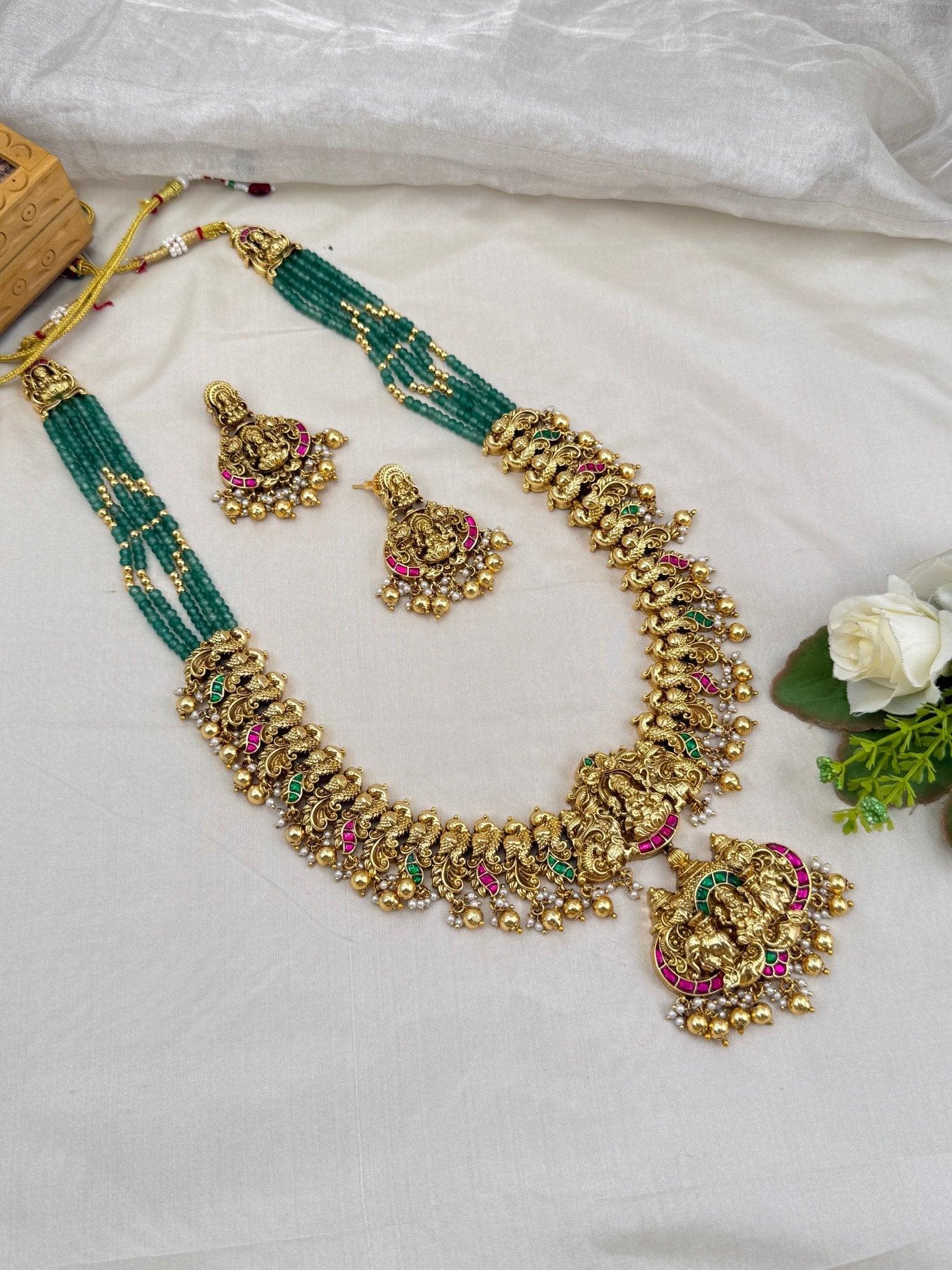 Royal Antique Layer Long Jadau Necklace Set 782 - Mahilas
