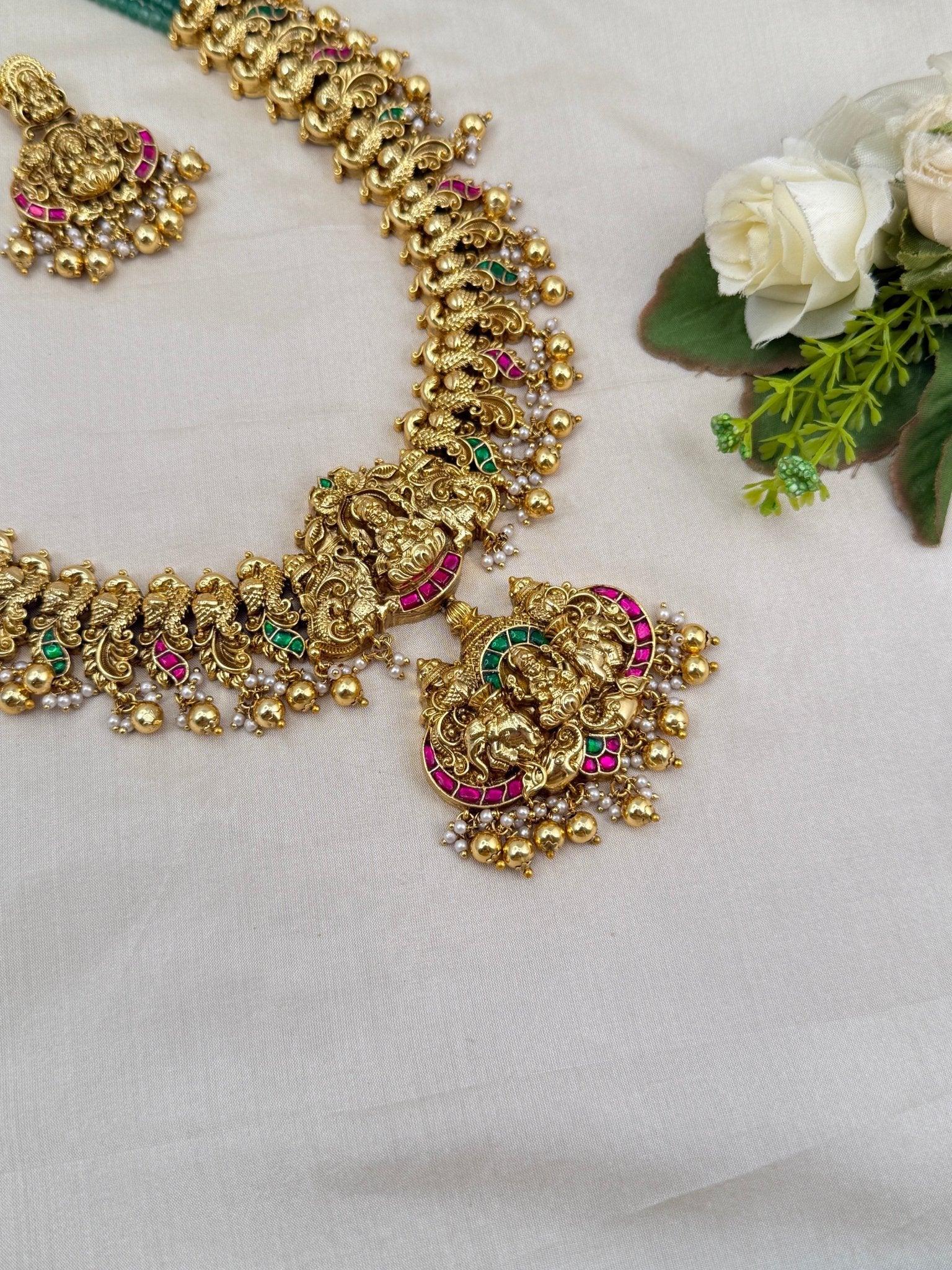 Royal Antique Layer Long Jadau Necklace Set 782 - Mahilas