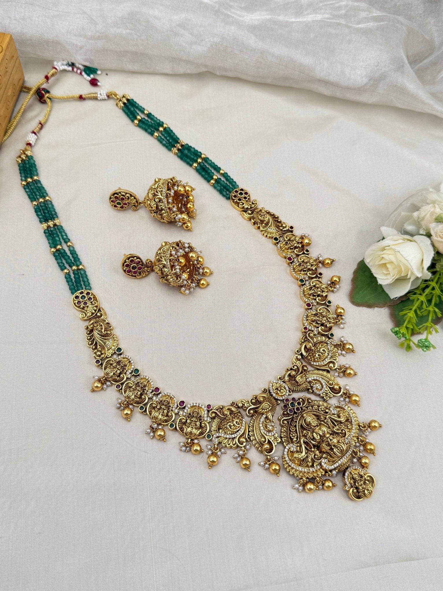 Royal Antique Layer Long Jadau Necklace Set 784 - Mahilas