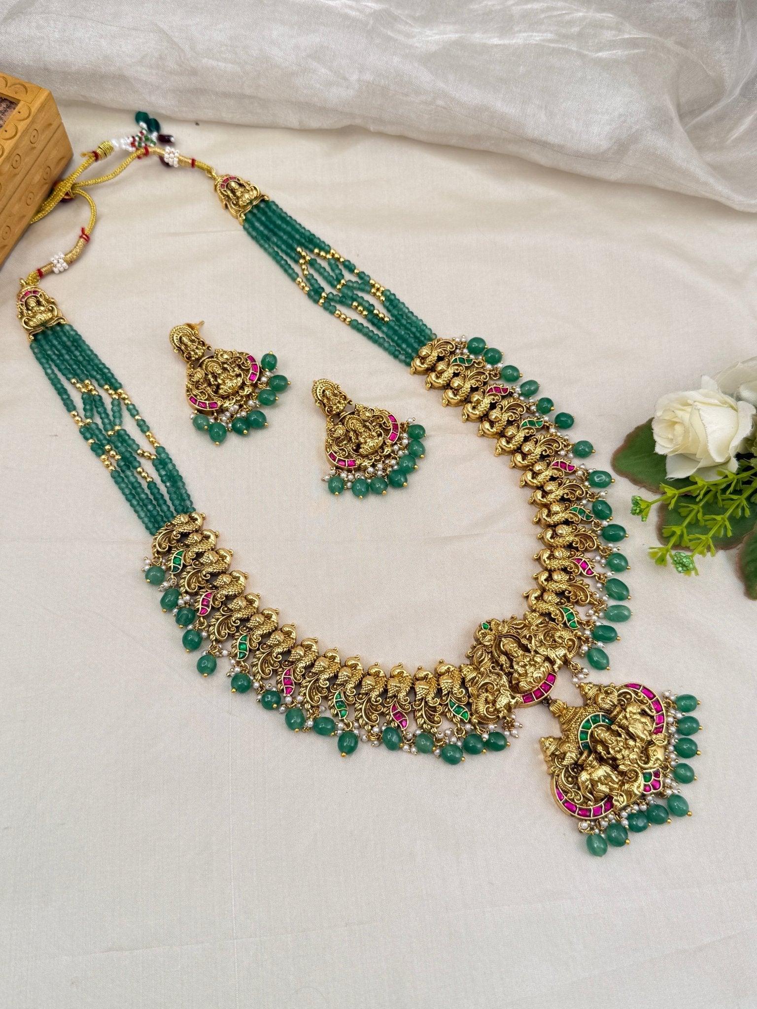 Royal Antique Layer Long Jadau Necklace Set 785 - Mahilas