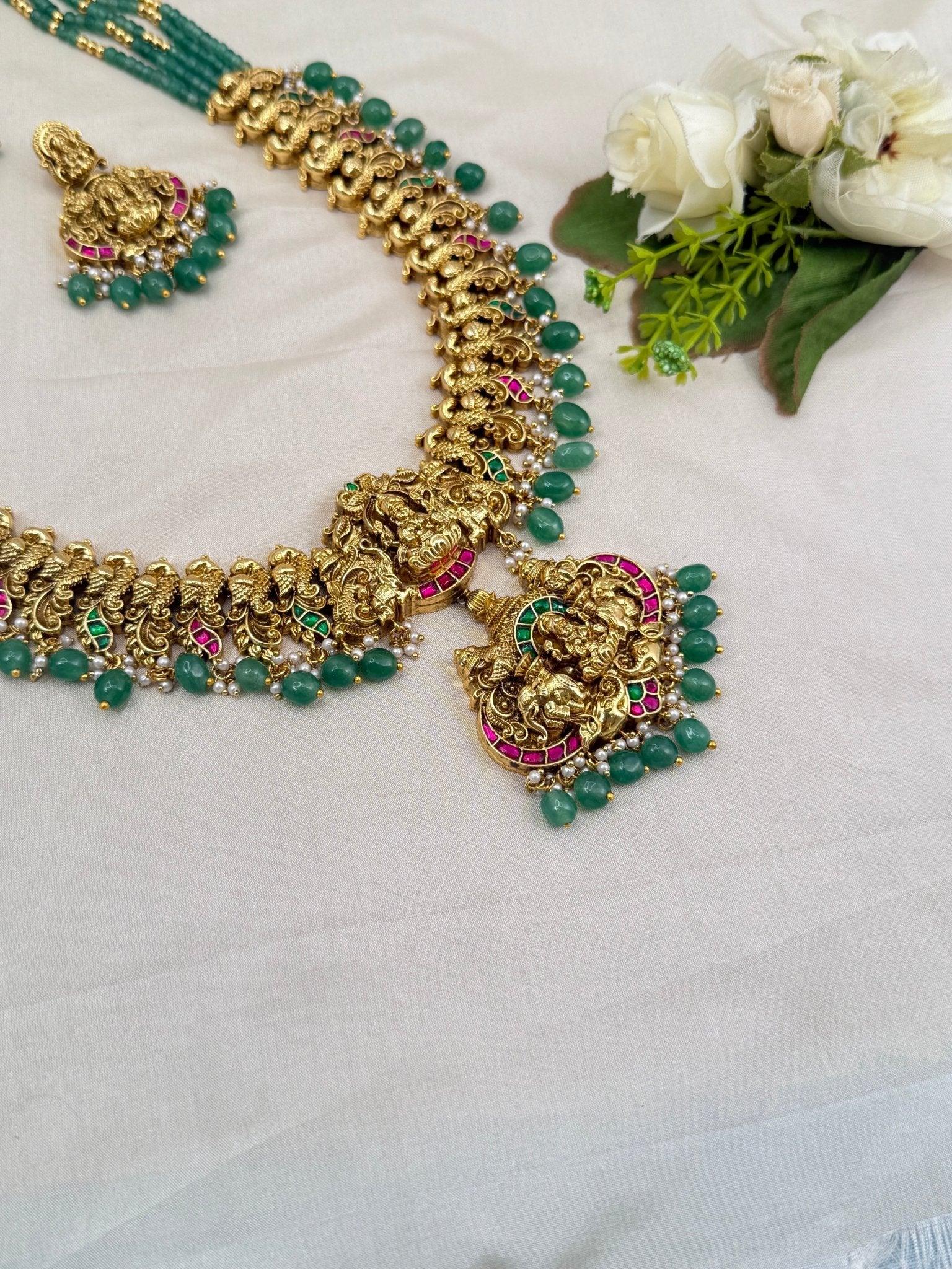 Royal Antique Layer Long Jadau Necklace Set 785 - Mahilas