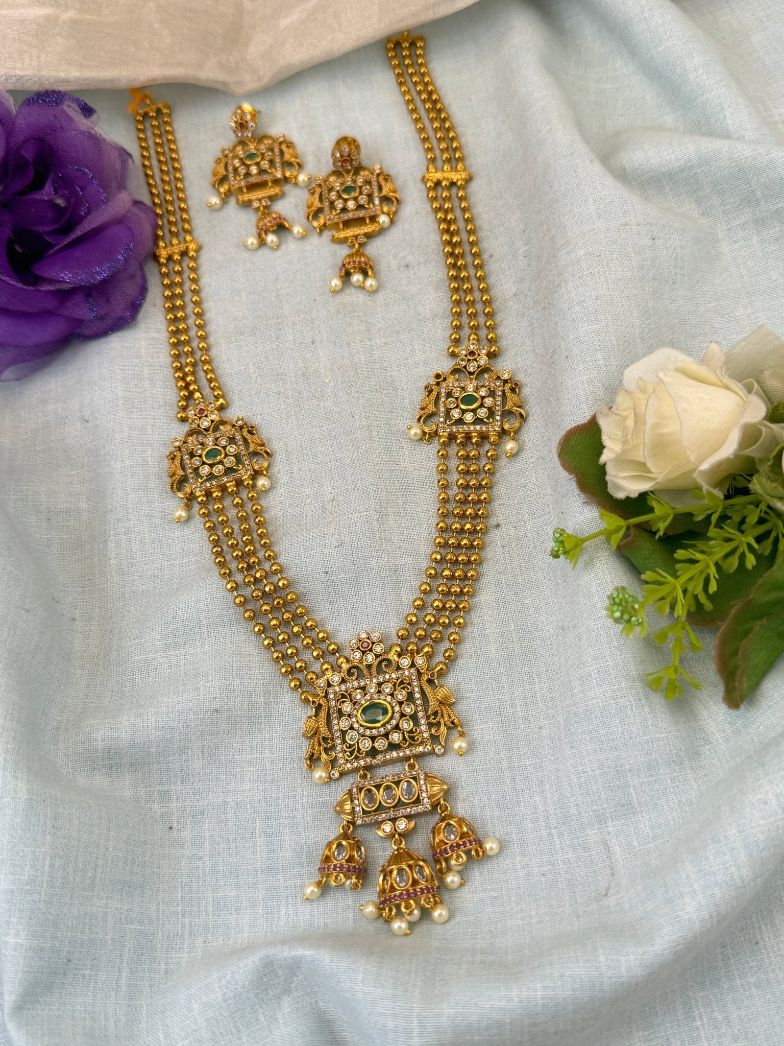 Royal Antique Layer Long Necklace Set 0871 - Mahilas