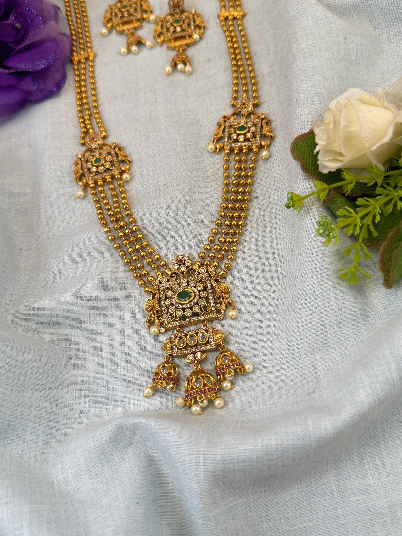 Royal Antique Layer Long Necklace Set 0871 - Mahilas