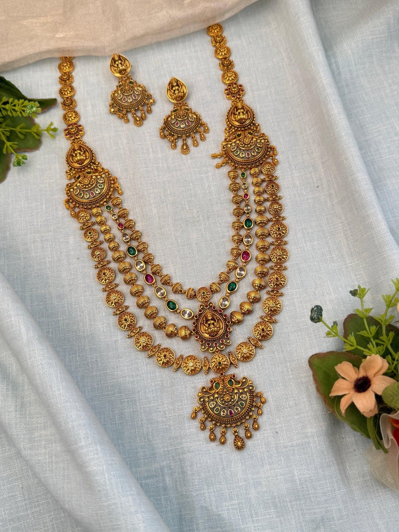 Royal Antique Layer Long Necklace Set 953 - Mahilas