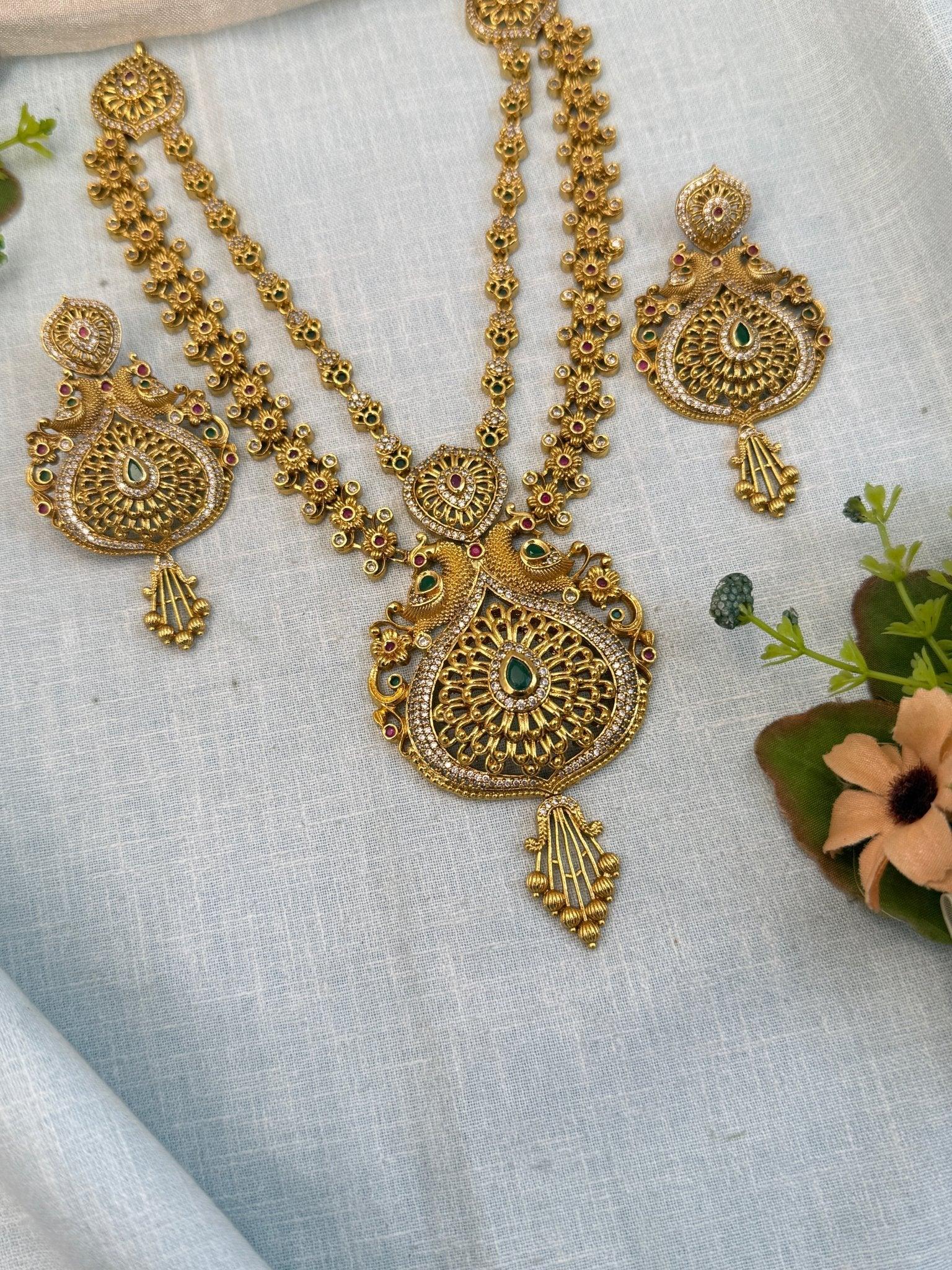 Royal Antique Layer Long Necklace Set 954 - Mahilas