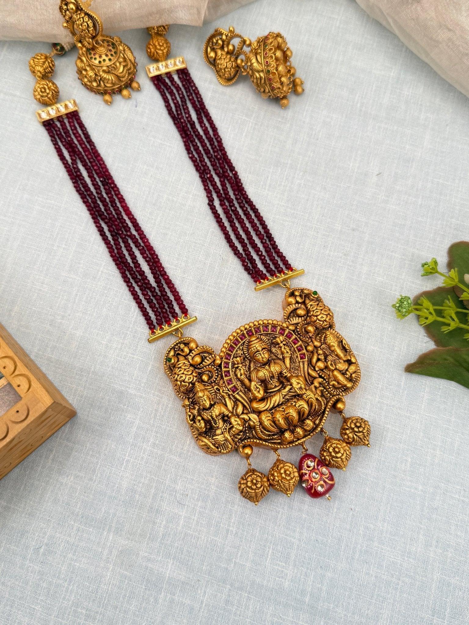 Royal Antique Layer Pendant Necklace Set 740 - Mahilas