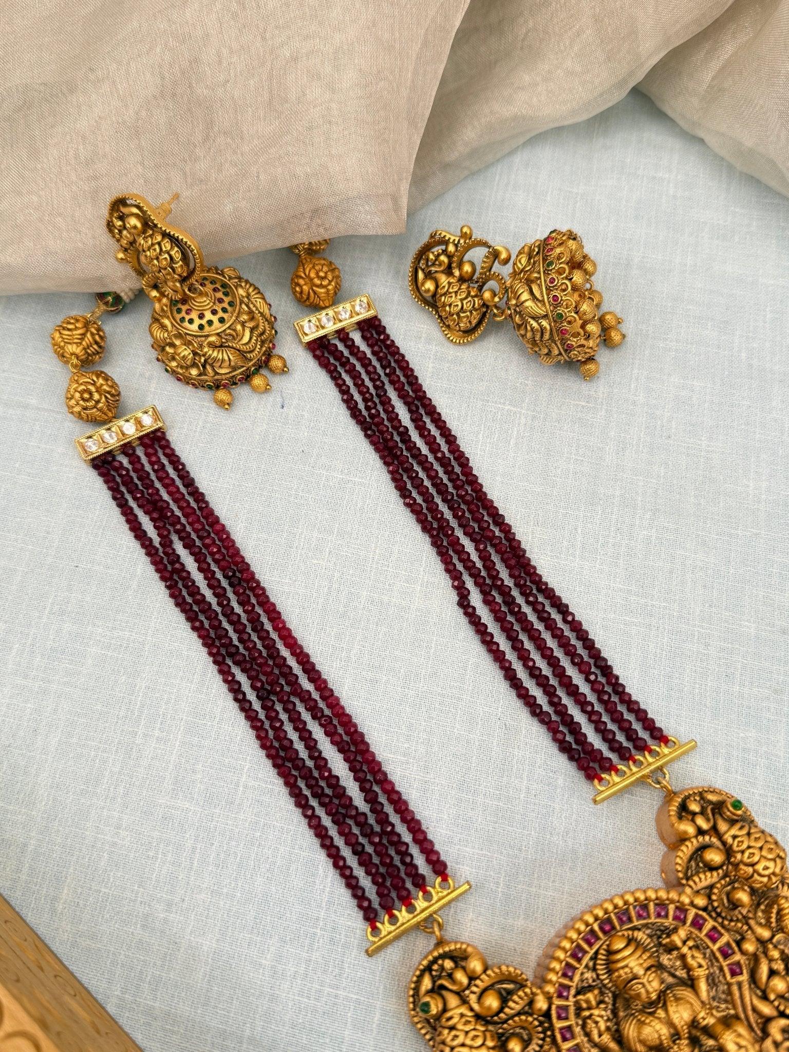 Royal Antique Layer Pendant Necklace Set 740 - Mahilas