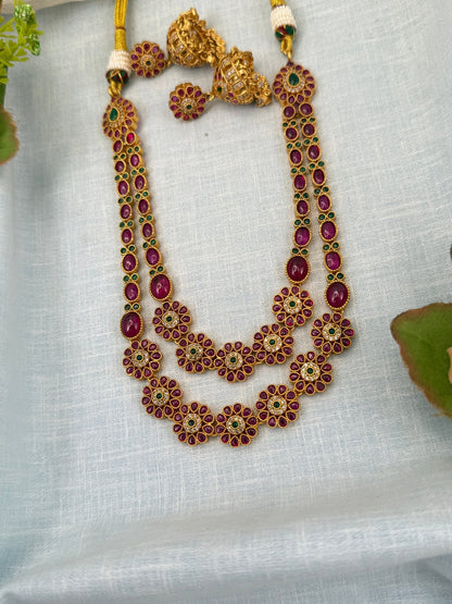 Royal Antique Layer Short Necklace Set 0682 - Mahilas