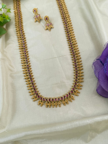 Royal Antique Leaf Long Necklace Set 0825 - Mahilas