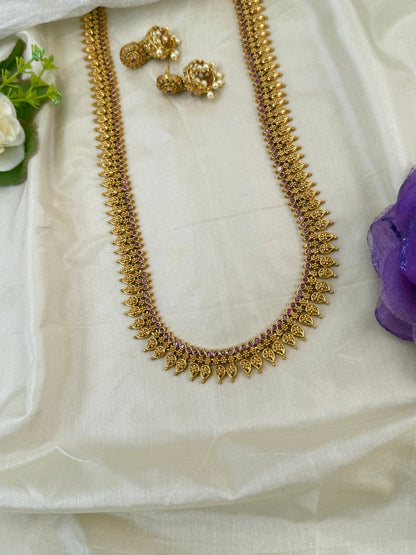 Royal Antique Leaf Long Necklace Set 0826 - Mahilas