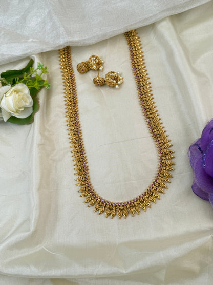 Royal Antique Leaf Long Necklace Set 0826 - Mahilas