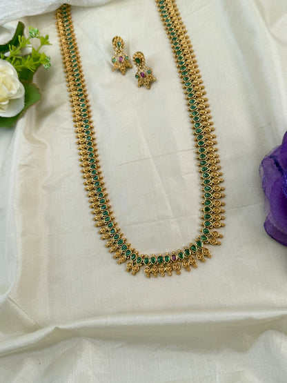 Royal Antique Leaf Long Necklace Set 0827 - Mahilas