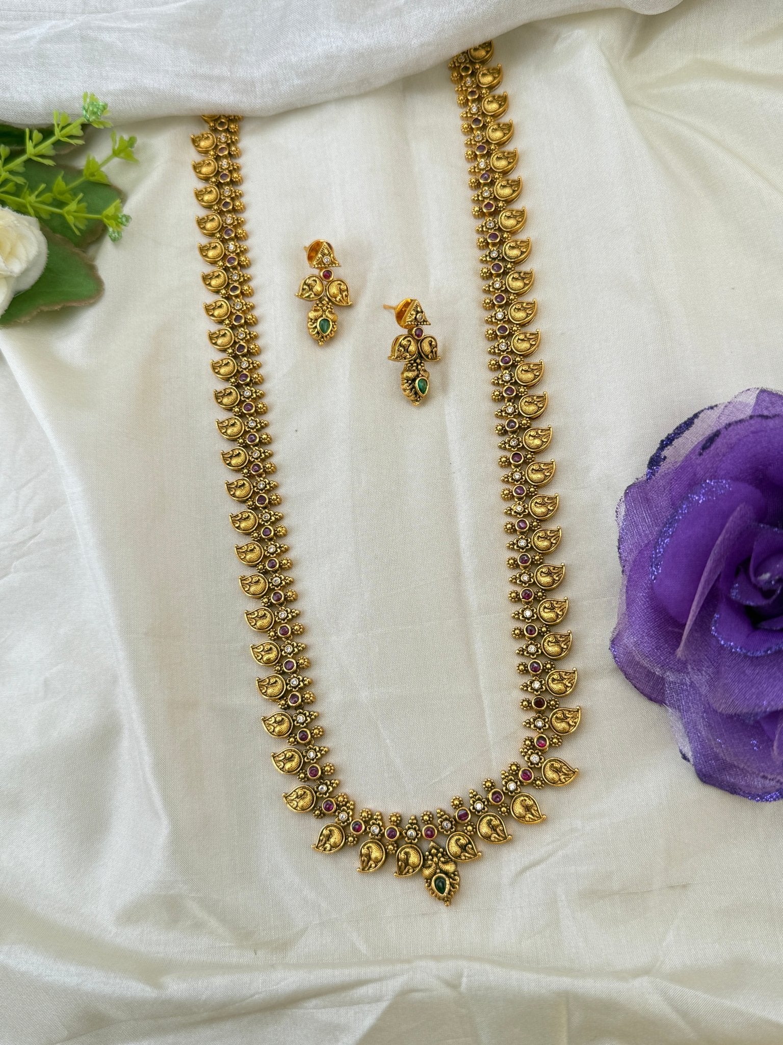 Royal Antique Long Grand Necklace Set 1135 - Mahilas