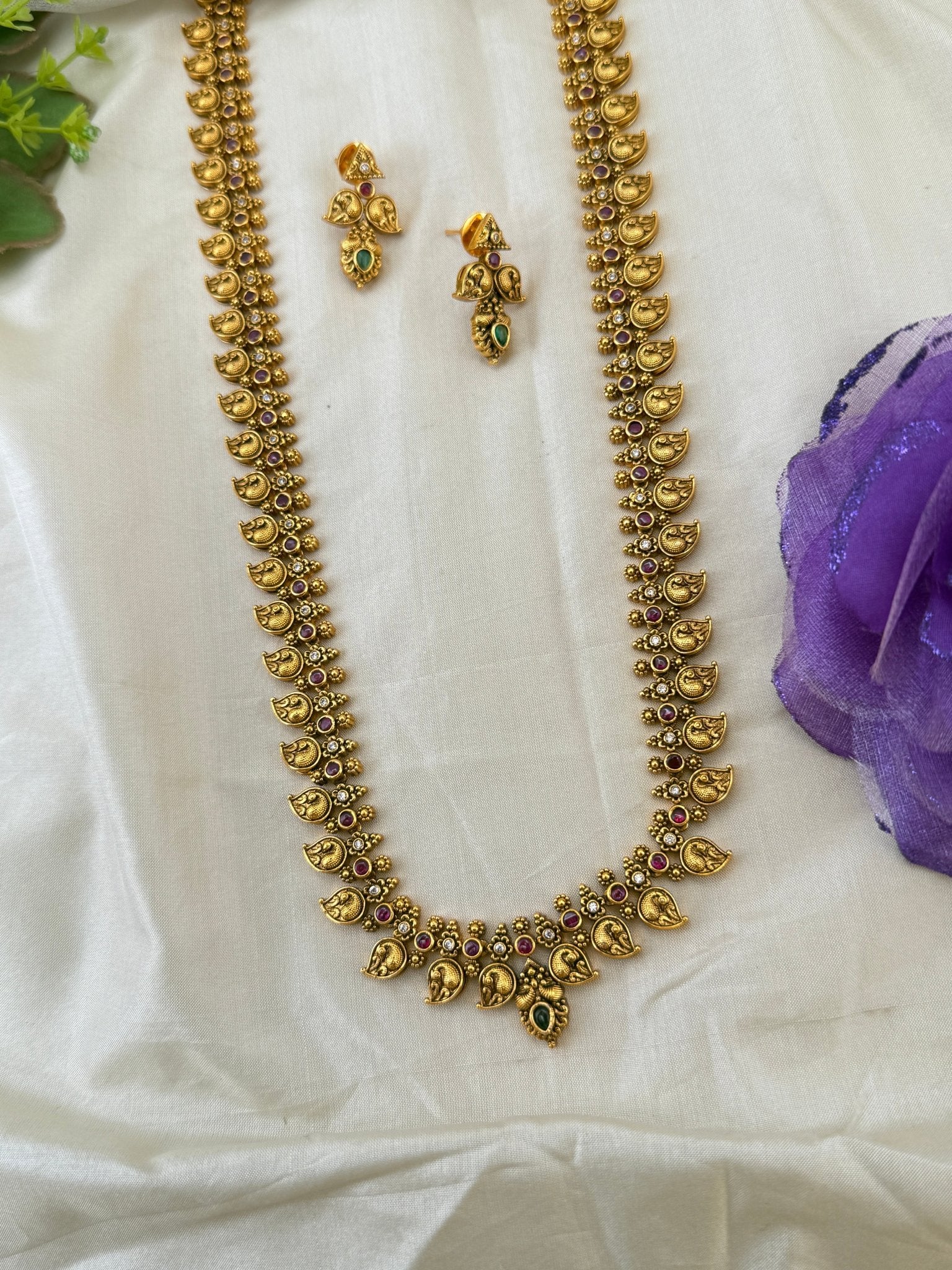 Royal Antique Long Grand Necklace Set 1135 - Mahilas