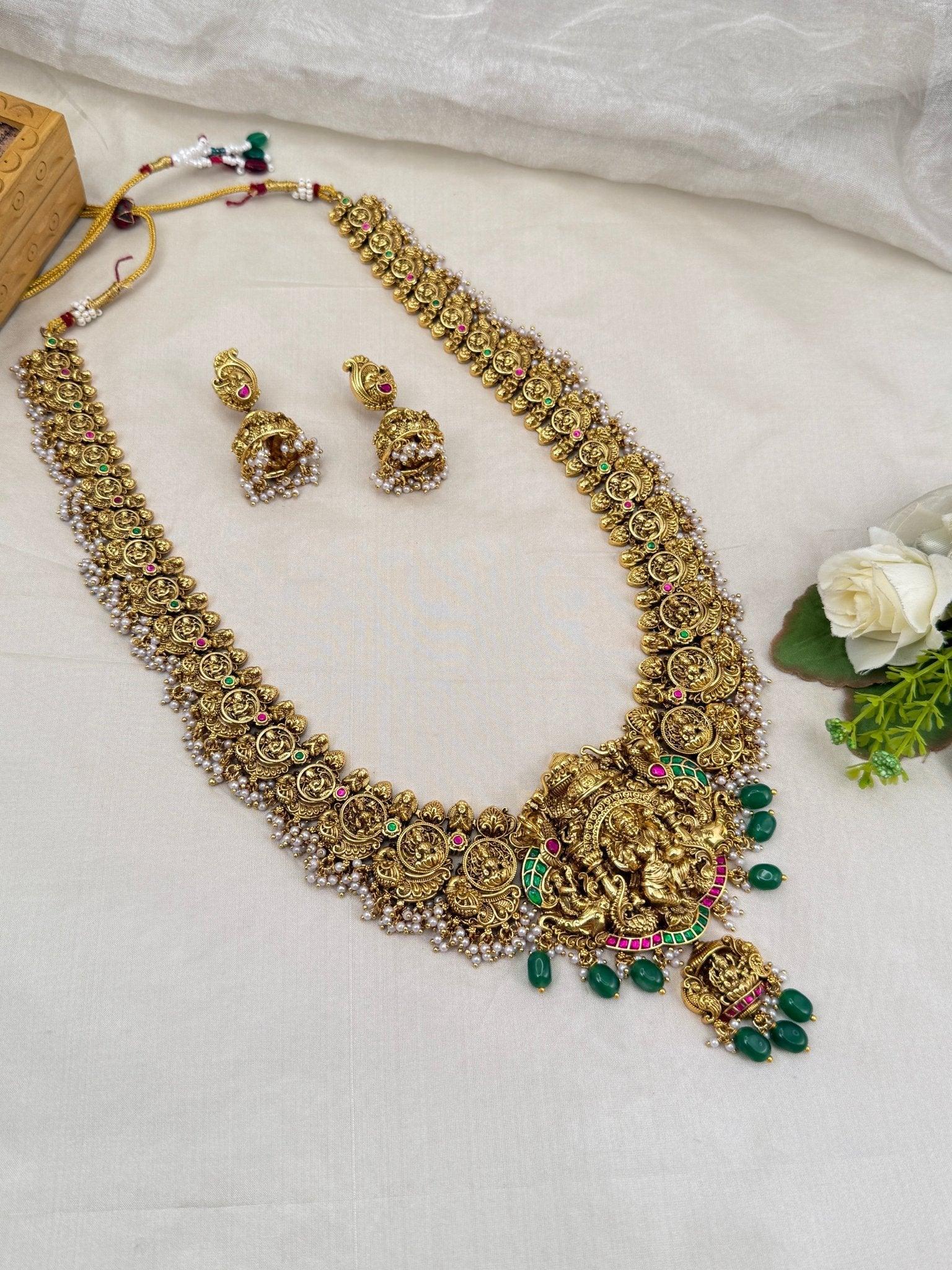 Royal Antique Long Jadau Necklace Set 781 - Mahilas