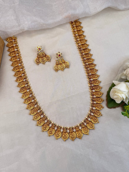 Royal Antique Long Kaasu Stone Necklace Set 927 - Mahilas