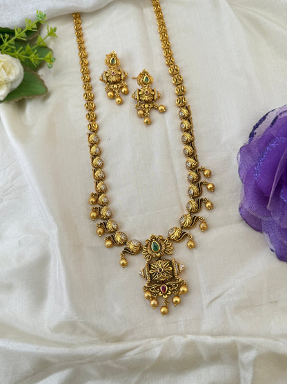 Royal Antique Long Mango Leaf Necklace Set 1134 - Mahilas