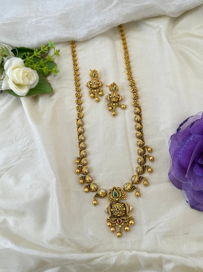 Royal Antique Long Mango Leaf Necklace Set 1134 - Mahilas