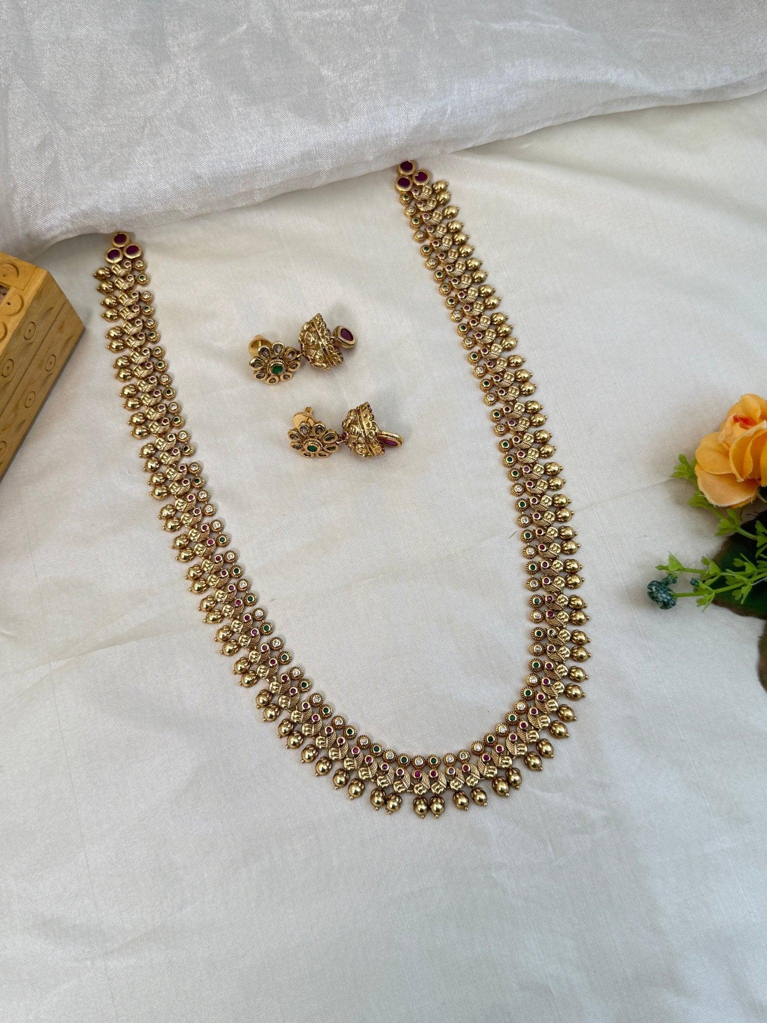 Royal Antique Long Mango Necklace Set 843 - Mahilas