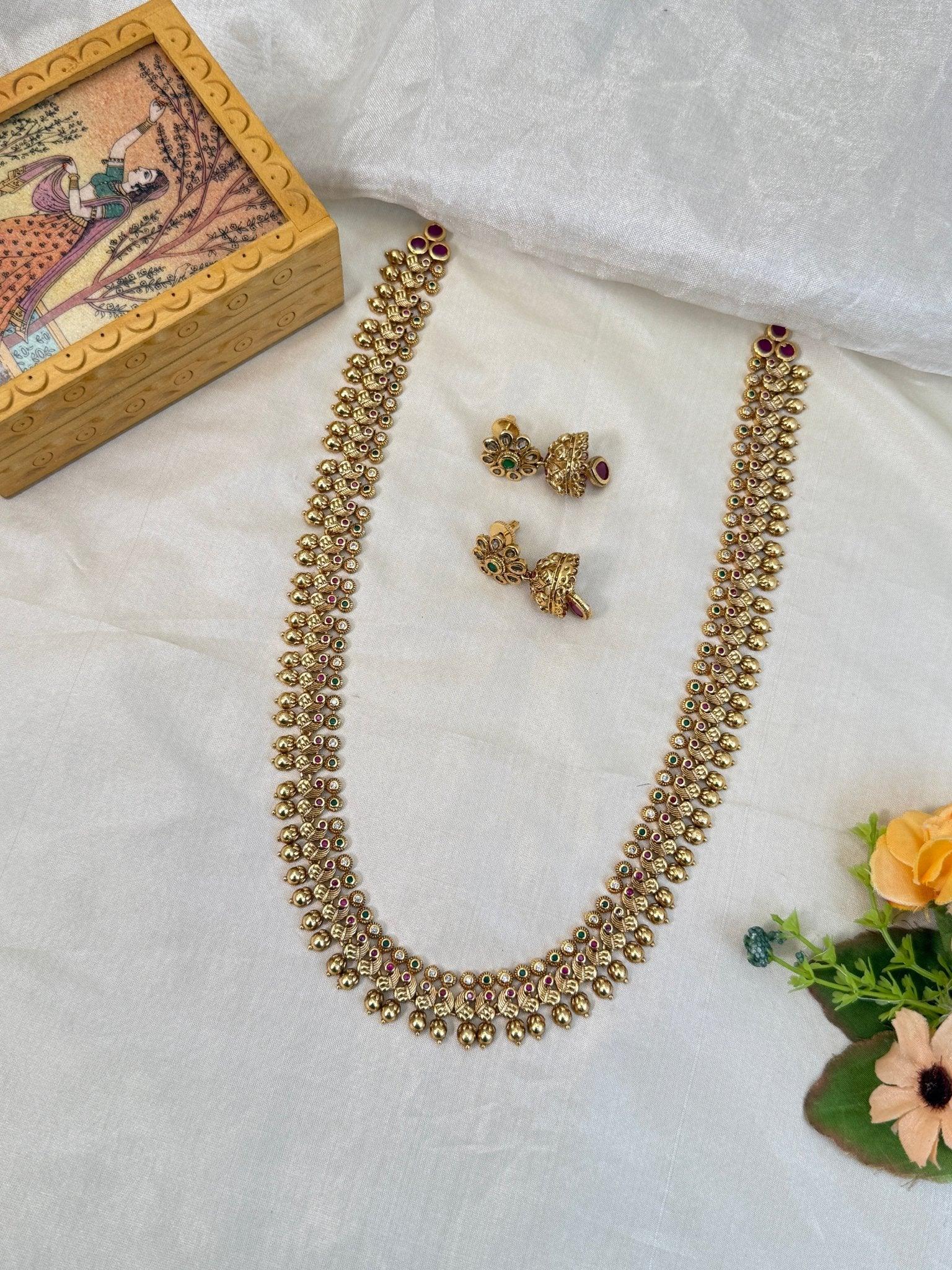 Royal Antique Long Mango Necklace Set 843 - Mahilas