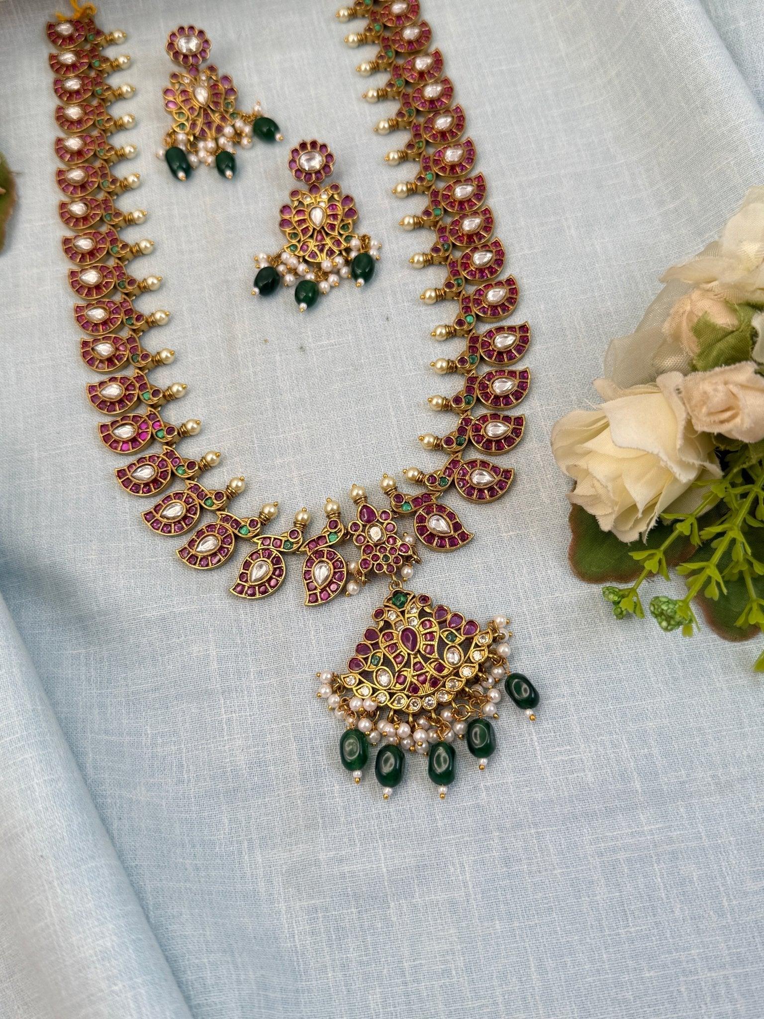 Royal Antique Long Mango Necklace Set 946 - Mahilas