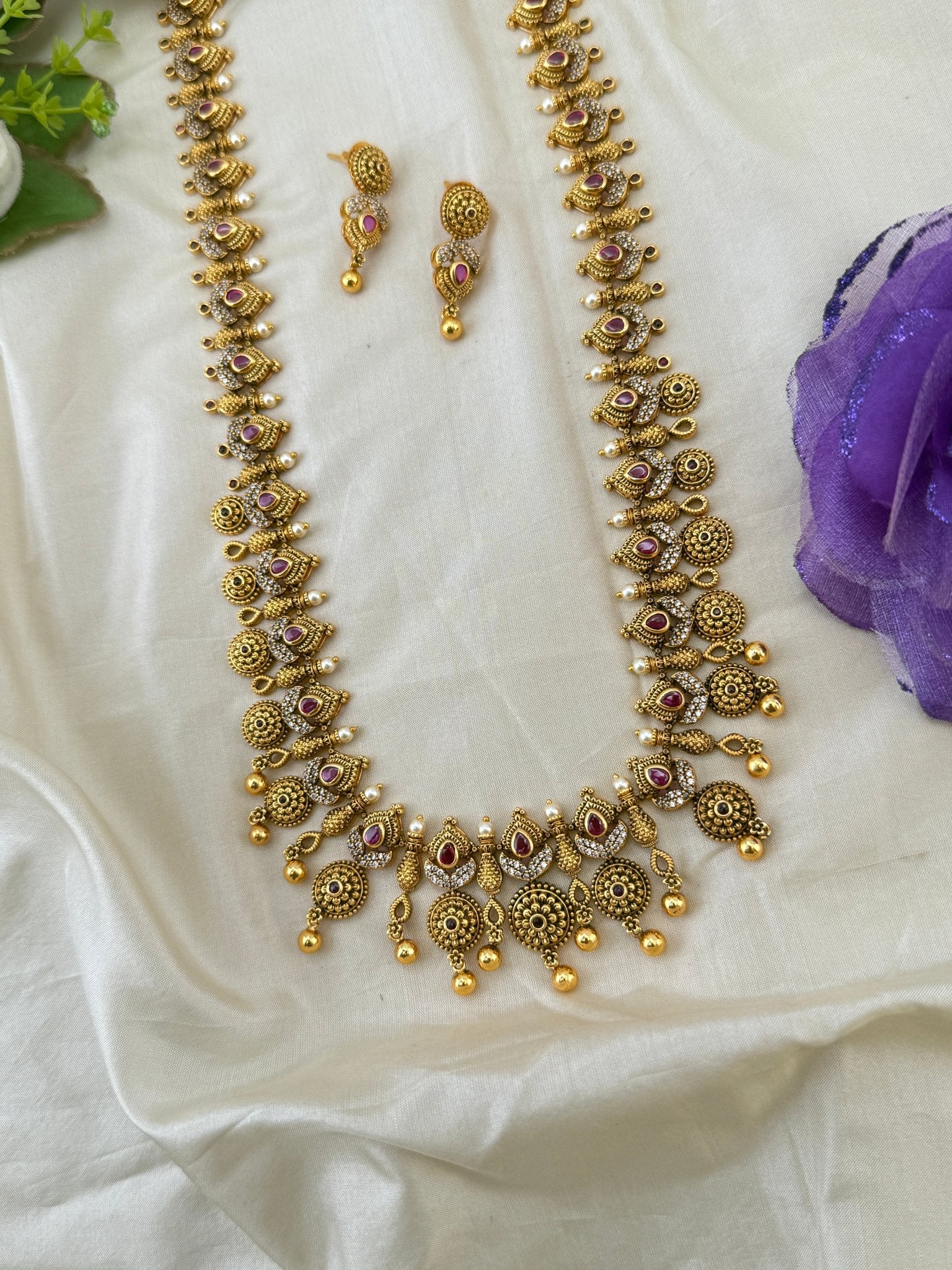 Royal Antique Long Necklace Set 1136 - Mahilas
