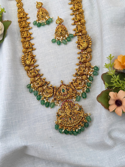 Royal Antique Long Pendant Krishna Necklace Set 1148 - Mahilas