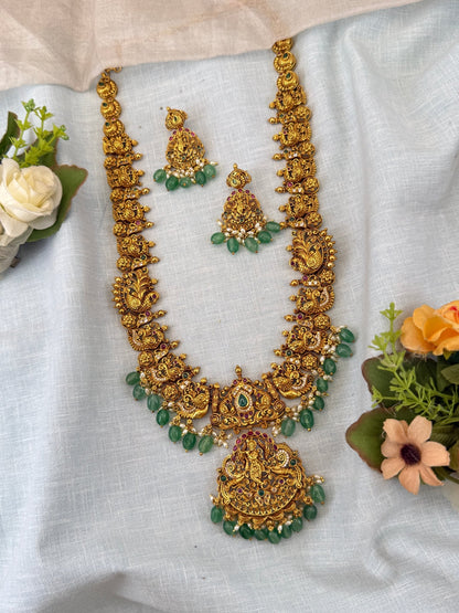 Royal Antique Long Pendant Krishna Necklace Set 1148 - Mahilas