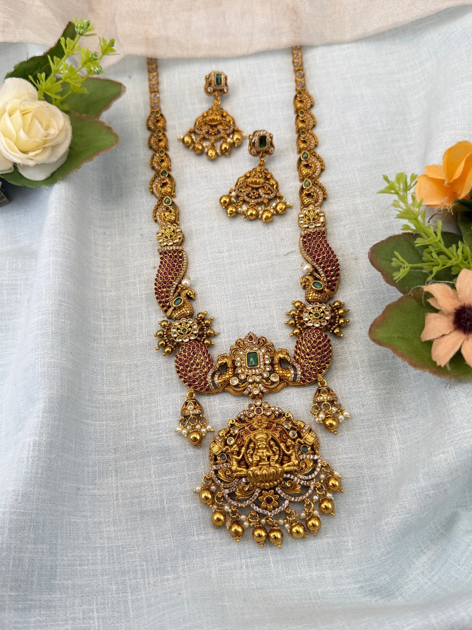 Royal Antique Long Pendant Necklace Set 1141 - Mahilas