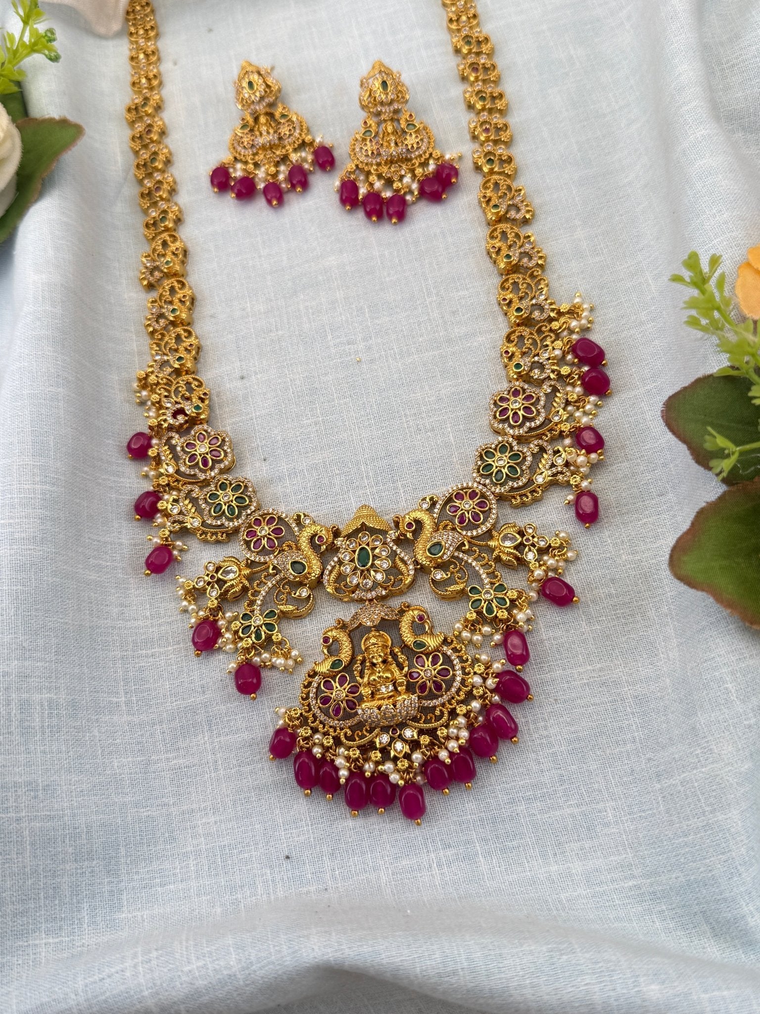 Royal Antique Long Pendant Necklace Set 1145 - Mahilas