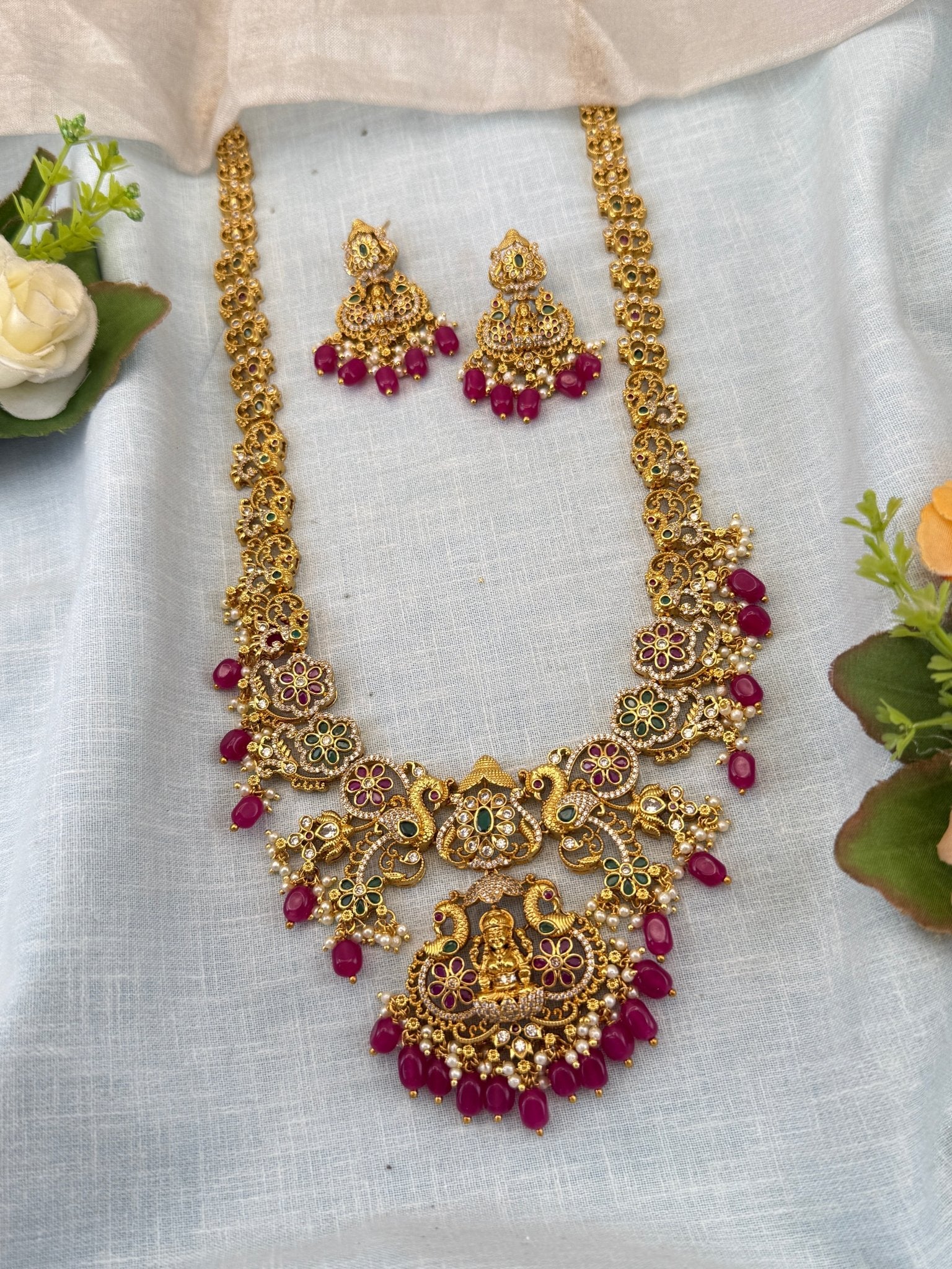 Royal Antique Long Pendant Necklace Set 1145 - Mahilas