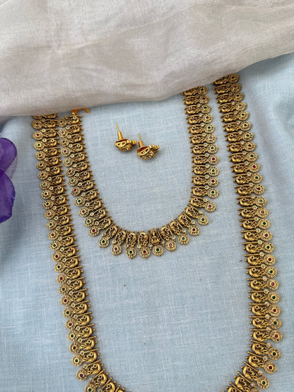Royal Antique Long Semi Bridal Necklace Set 1141 - Mahilas