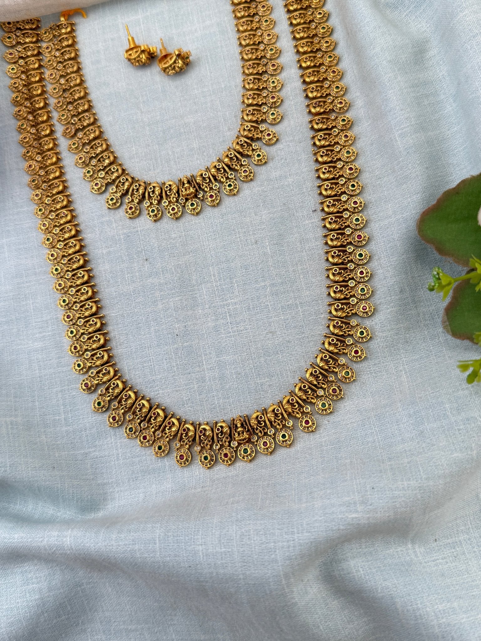 Royal Antique Long Semi Bridal Necklace Set 1141 - Mahilas