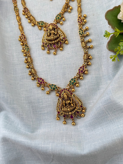 Royal Antique Long Semi Bridal Necklace Set 1142 - Mahilas